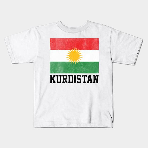 Kurdistan / Faded Vintage-Style Flag Design Kids T-Shirt by DankFutura